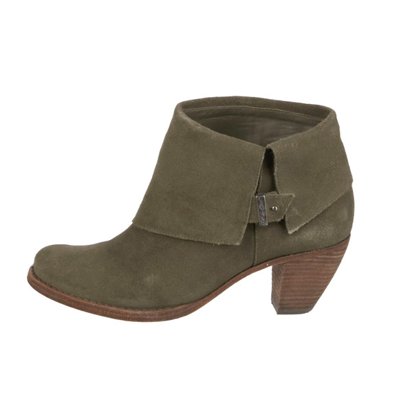 Alice + Olivia Shoes - Alice+Olivia 8.5 Suede $350 Caden Ankle Boots Gold Bootie Low Heel Olive Green
